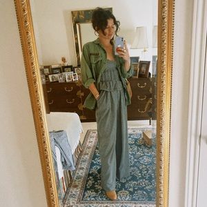 Free People Two-Piece Suit/Set, Gingham, Wide Leg Trouser and Peplum Top